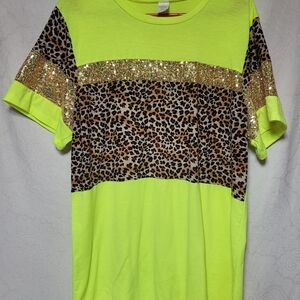 Leopard Print Womens Shirt with Gold Accents